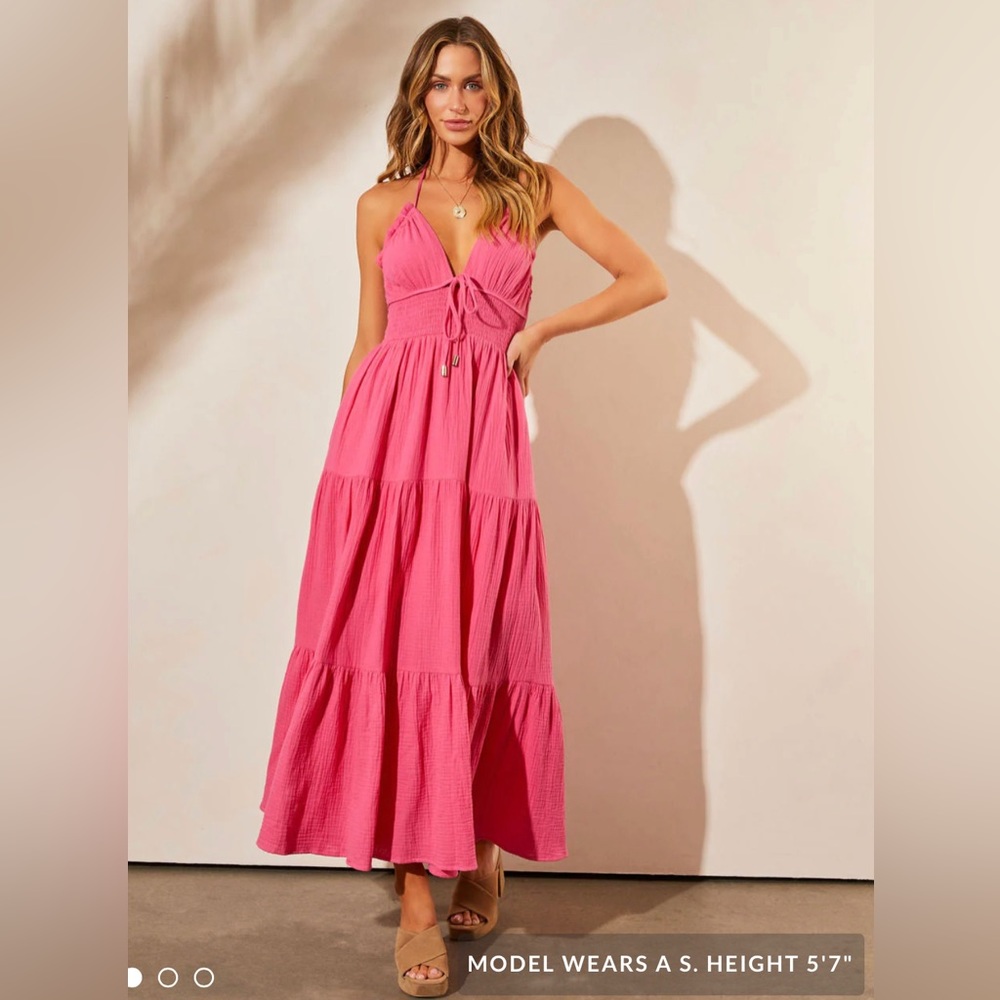 Pink Rosine Tiered Maxi Dress NEW from VICI SIZE SMALL